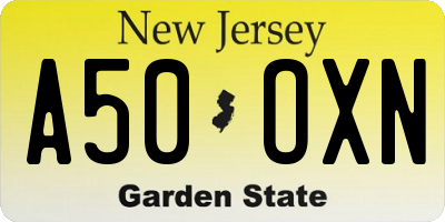 NJ license plate A50OXN