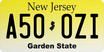 NJ license plate A50OZI