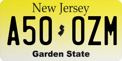 NJ license plate A50OZM