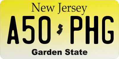 NJ license plate A50PHG
