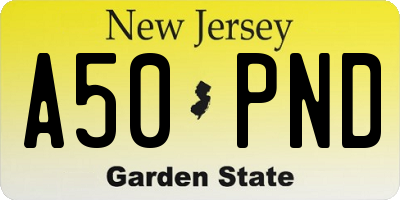 NJ license plate A50PND