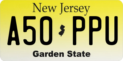 NJ license plate A50PPU