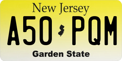NJ license plate A50PQM