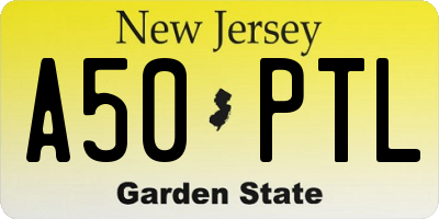 NJ license plate A50PTL