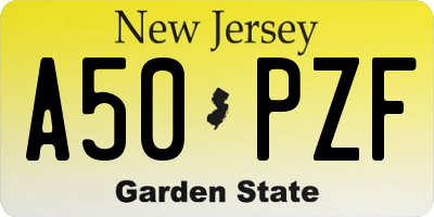 NJ license plate A50PZF