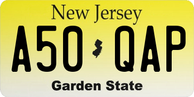 NJ license plate A50QAP