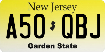 NJ license plate A50QBJ