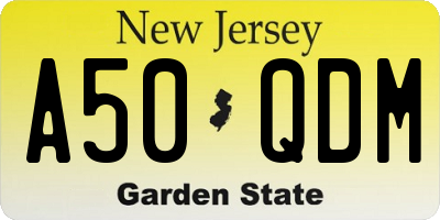 NJ license plate A50QDM