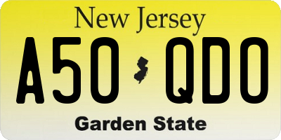 NJ license plate A50QDO