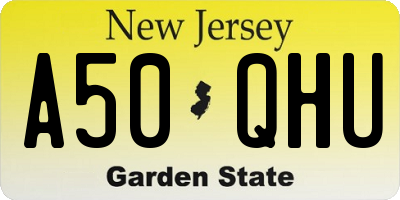 NJ license plate A50QHU