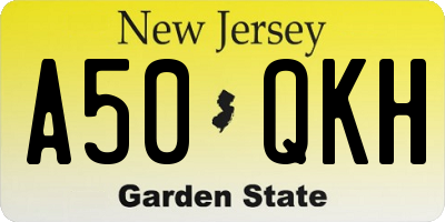 NJ license plate A50QKH
