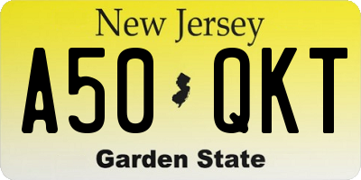 NJ license plate A50QKT