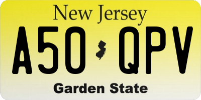 NJ license plate A50QPV