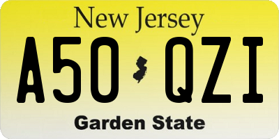 NJ license plate A50QZI