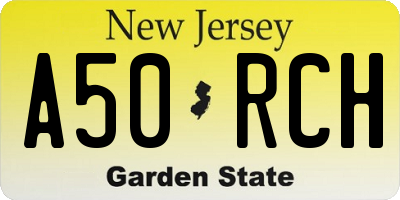 NJ license plate A50RCH