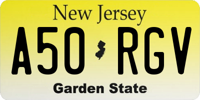 NJ license plate A50RGV