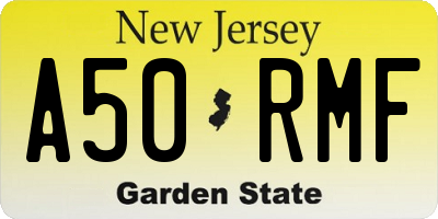 NJ license plate A50RMF
