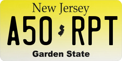 NJ license plate A50RPT