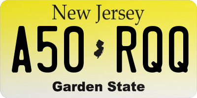 NJ license plate A50RQQ