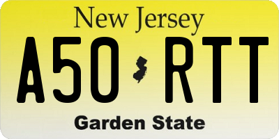 NJ license plate A50RTT