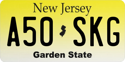 NJ license plate A50SKG