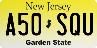 NJ license plate A50SQU