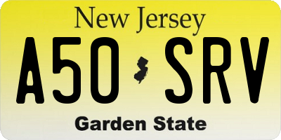 NJ license plate A50SRV
