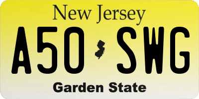 NJ license plate A50SWG