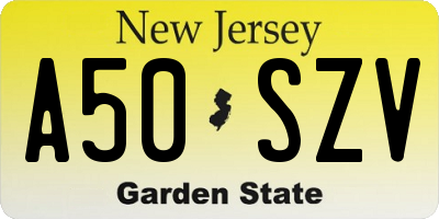 NJ license plate A50SZV