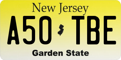 NJ license plate A50TBE