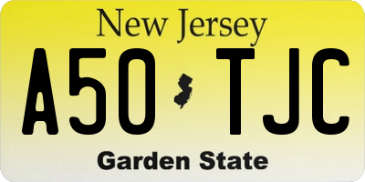 NJ license plate A50TJC
