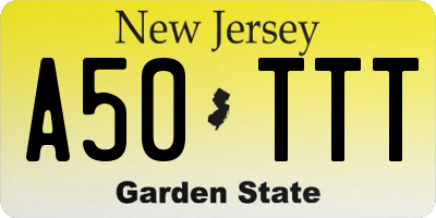 NJ license plate A50TTT