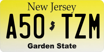 NJ license plate A50TZM