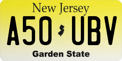 NJ license plate A50UBV