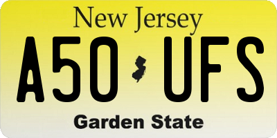 NJ license plate A50UFS