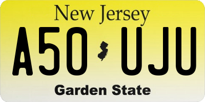 NJ license plate A50UJU