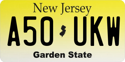 NJ license plate A50UKW