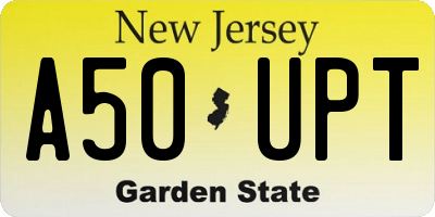 NJ license plate A50UPT