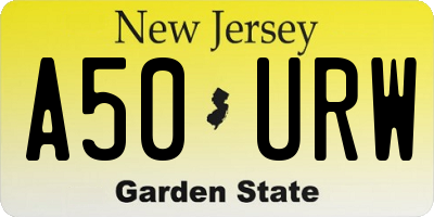 NJ license plate A50URW