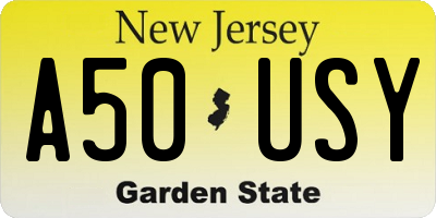 NJ license plate A50USY
