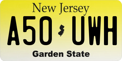 NJ license plate A50UWH
