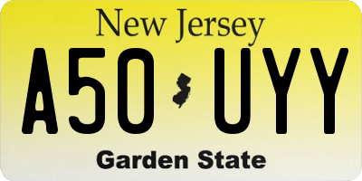 NJ license plate A50UYY