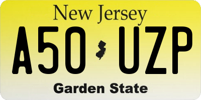 NJ license plate A50UZP
