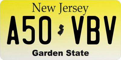 NJ license plate A50VBV