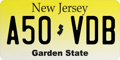 NJ license plate A50VDB