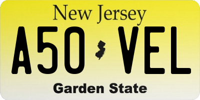 NJ license plate A50VEL