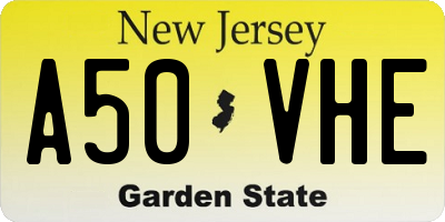 NJ license plate A50VHE