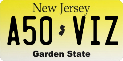 NJ license plate A50VIZ