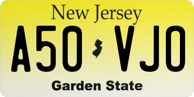 NJ license plate A50VJO