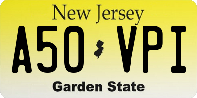 NJ license plate A50VPI